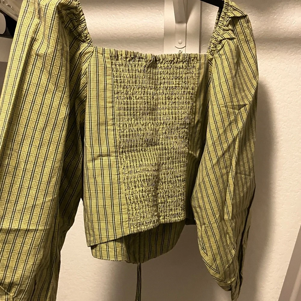 Levi's Yellow-Green Striped Square-Neck Blouse - Picture 5 of 9